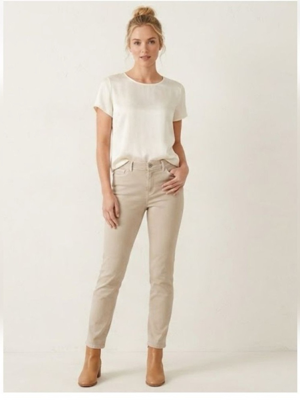 J. Jill Authentic Fit Slim Ankle Jeans in Light Beige Size 10P